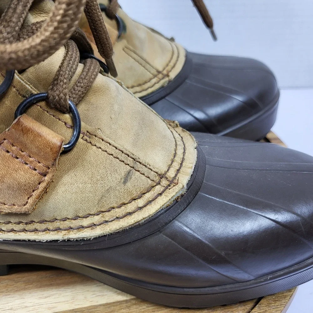 Sorel Alpine Vintage Women 6 Winter Boot Made in Canada Tan Brown Leather Rubber